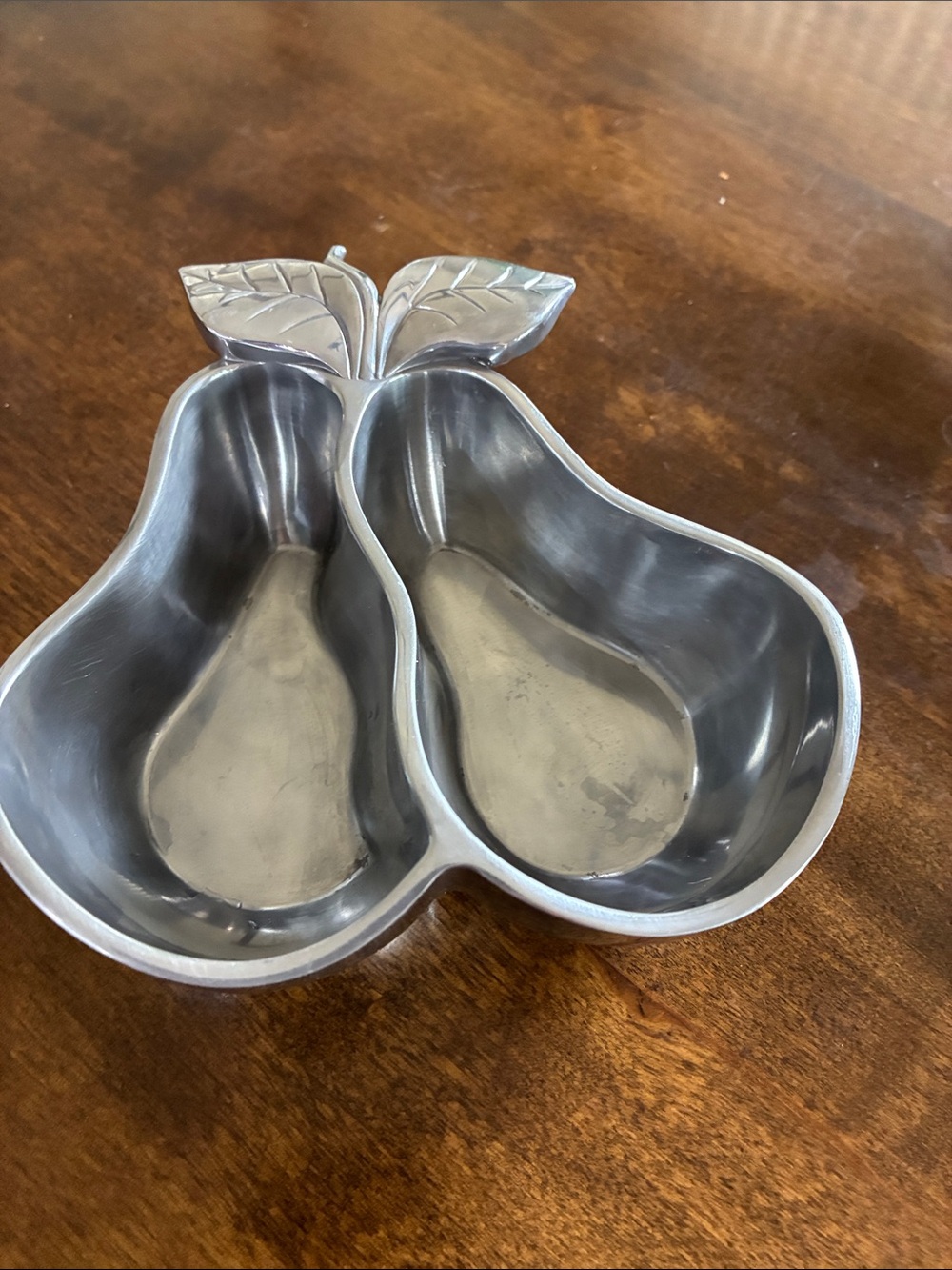 Lenox Silver-Tone Pear Double Serving Dish with Leaf Accent